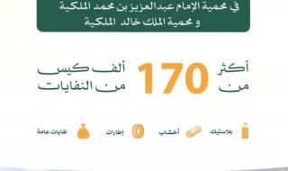 إزالة +170 ألف كيس نفايات 
في محميتي الإمام عبدالعزيز بن محمد والملك خالد الملكيتين