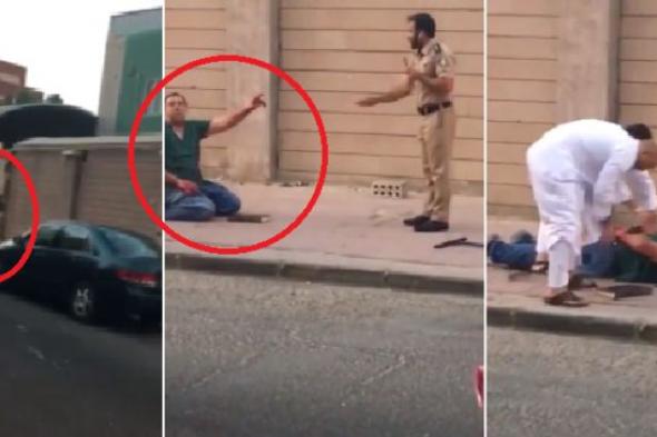 فيديو .. لحظة ضبط مصري في حالة هيستيريا عقب قتله زوجته بالكويت
