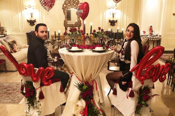 بالفيديو- ملكة جمال لبنان بيرلا حلو احتفلت بعيد العشاق مع حبيبها
