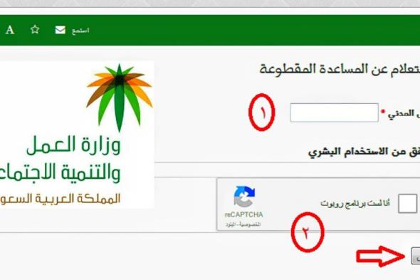 الاستعلام عن المساعدة المقطوعة برقم الهوية عبر وزارة العمل والتنمية السعودية