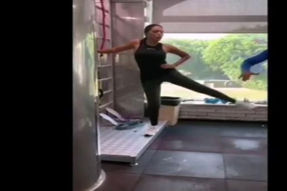 فيديو| رانيا يوسف تنشر فيديو من داخل الجيم