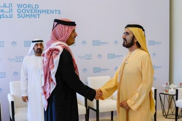 محمد بن راشد يلتقي رئيس وزراء قطر ضمن القمة العالمية للحكومات