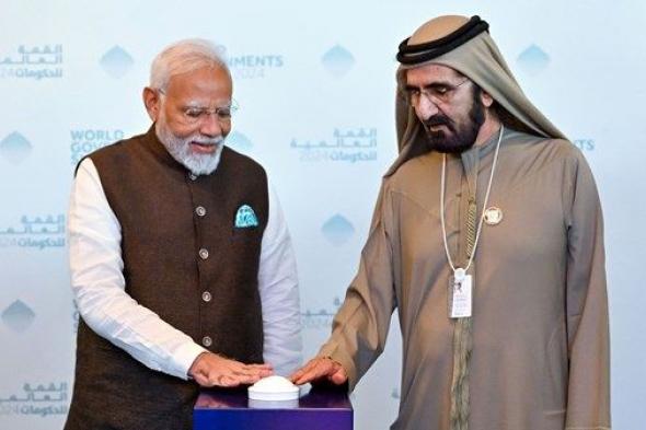 محمد بن راشد ورئيس وزراء الهند يضعان حجر الأساس لمشروع بوابة الهند التجارية «بهارات مارت»