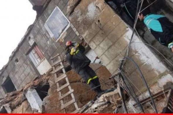انهيار جزء من مبنى مؤلف من طابقين في منطقة الرحاب ولا اصابات