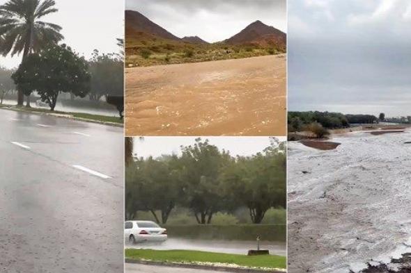 أمطار غزيرة وبرد على مناطق بالدولة