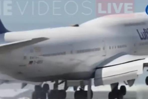 الامارات | طائرة ضخمة تصطدم بمدرج لوس أنجلوس عند هبوطها.. وترتد عاليا (شاهد الفيديو)