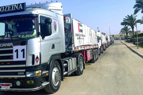 الامارات | دخول 12 شاحنة مساعدات إماراتية إلى غزة