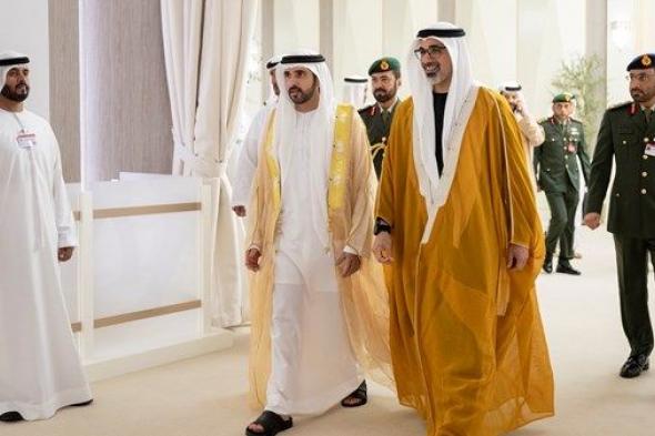 خالد بن محمد بن زايد وحمدان بن محمد بن راشد يستقبلان الوفود المشاركة في معرض دبي للطيران