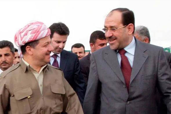 قبل ساعات من وصوله لاربيل.. المالكي يتقارب مع بارزاني بضرورة تعديل قانون الانتخابات