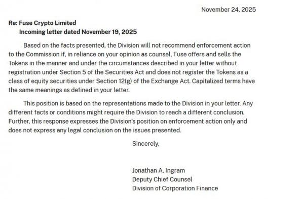 هيئة الأوراق المالية تصدر خطاب “عدم اتخاذ إجراء” لمشروع Solana DePIN وعملة FUSE