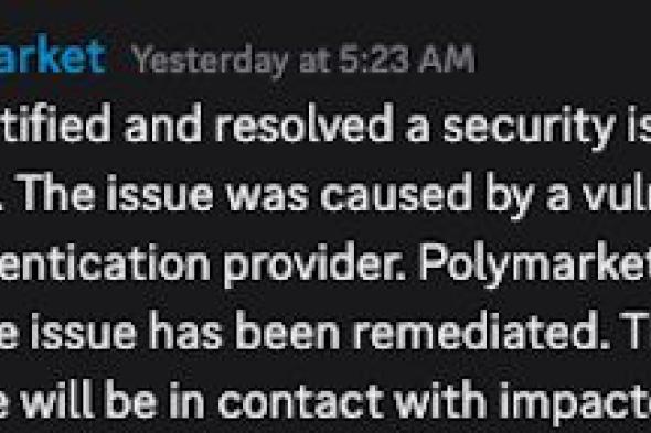 Polymarket: مزوّد خارجي تسبّب في اختراقات حسابات أُبلِغ عنها