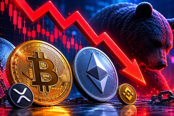 سعر البيتكوين يهبط لأدنى مستوى شهري والإيثيريوم يتراجع إلى 2000 دولار وسط موجة بيع حادة