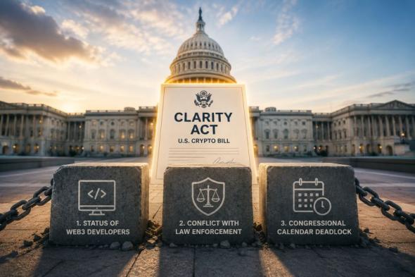 ثلاث عقبات رئيسية تؤخر إقرار قانون CLARITY الأمريكي للعملات الرقمية: تعرف عليها